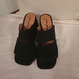 Free People Margo Mule Block Heel Suede Darling Black 36/ 6US